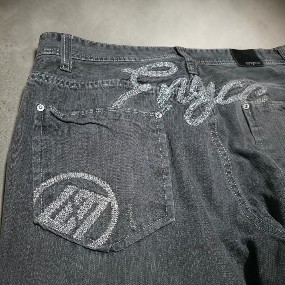 Vintage Enyce Men's Baggy WIDE Leg Y2K Embroidered Jeans Size 40 *Fits‎ 37 x 32